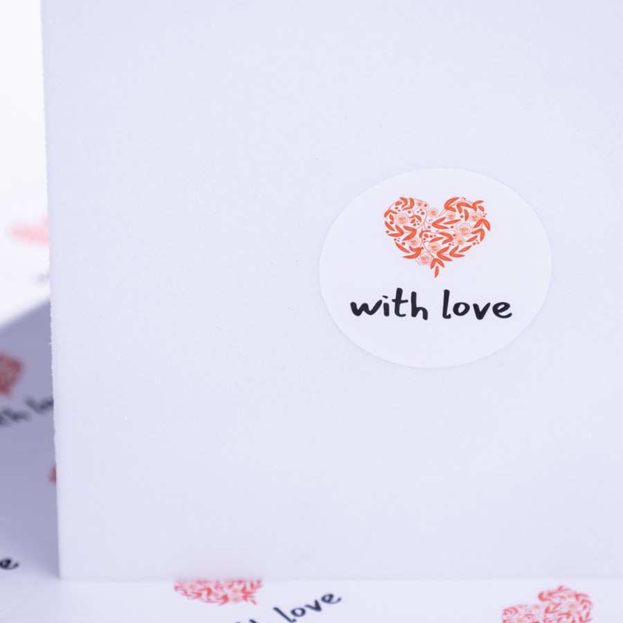 Paketlemeye özel 525 adet sticker, With love - 1