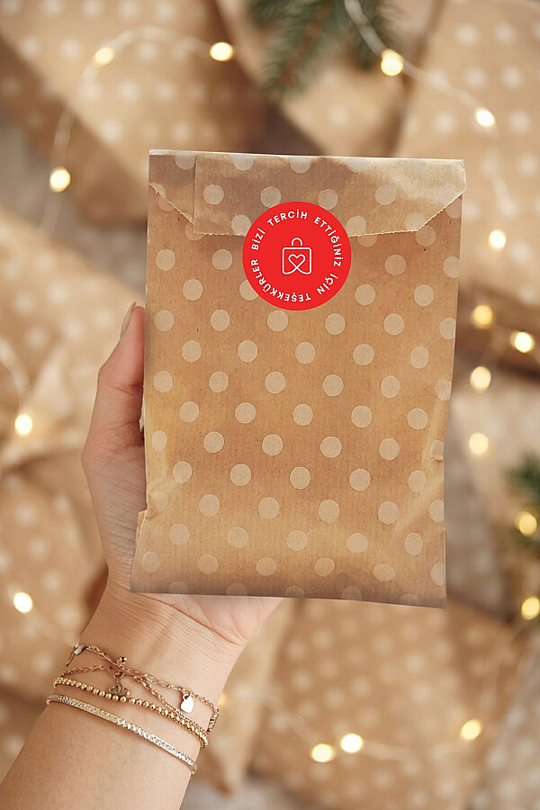 Paketlemeye Özel Ambalaj Seti (100 adet Kağıt Çanta + 100 adet Kese Kağıdı + 105 adet Sticker) - 5