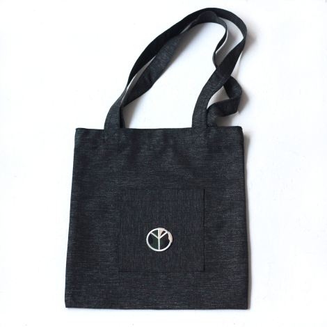 Peace, siyah poly-keten kumaş çanta, 35x40 cm - Bimotif
