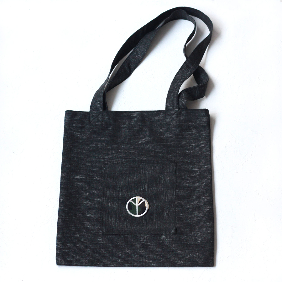 Peace, siyah poly-keten kumaş çanta, 35x40 cm - 1