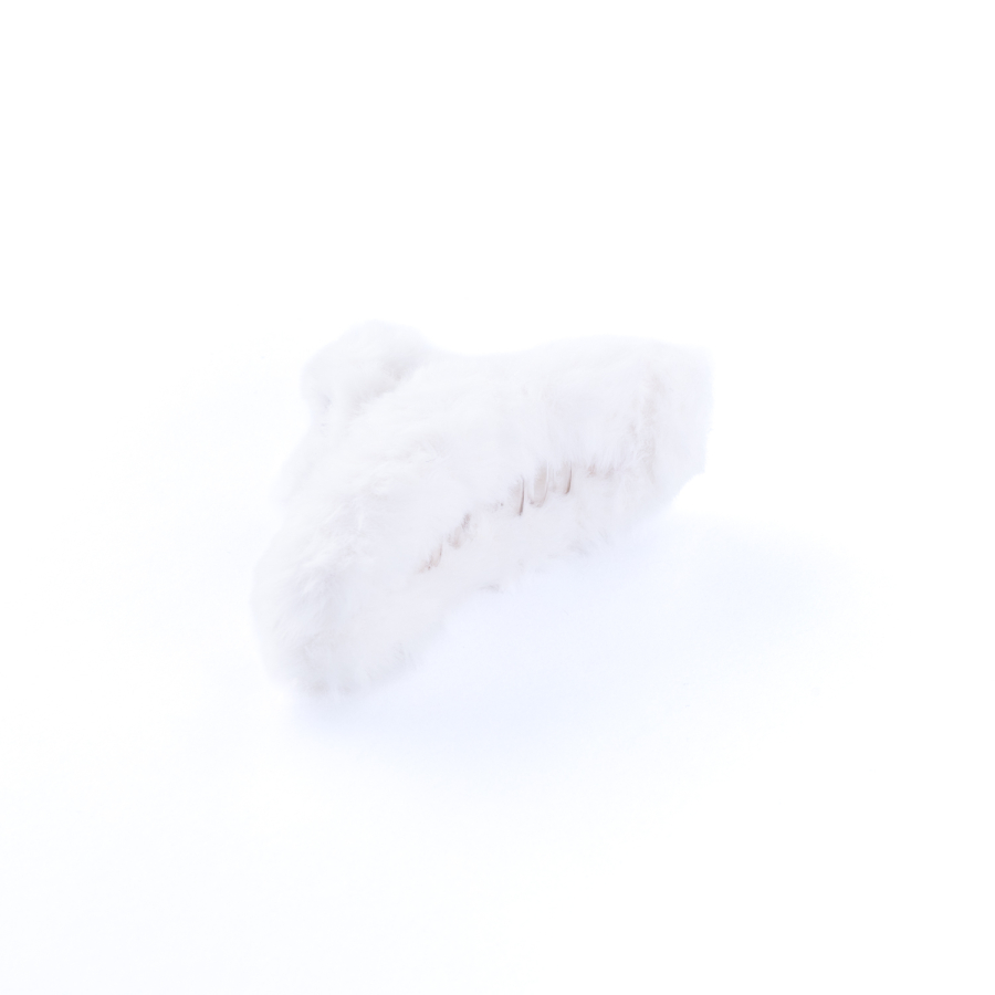 Peluş kaplı mandal saç tokası, Beyaz - 2