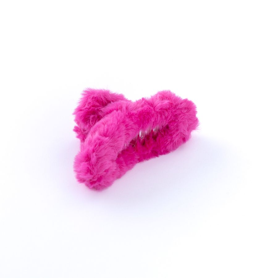 Peluş kaplı mandal saç tokası, Fuşya - 2
