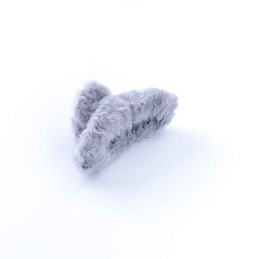 Peluş kaplı mandal saç tokası, Gri - 2