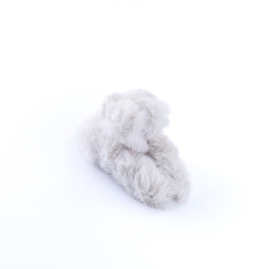 Peluş kaplı mandal saç tokası, Krem - 1