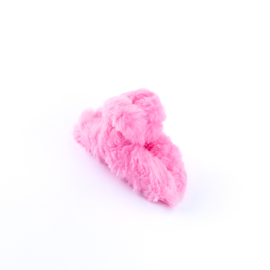 Peluş kaplı mandal saç tokası, Pembe - 1