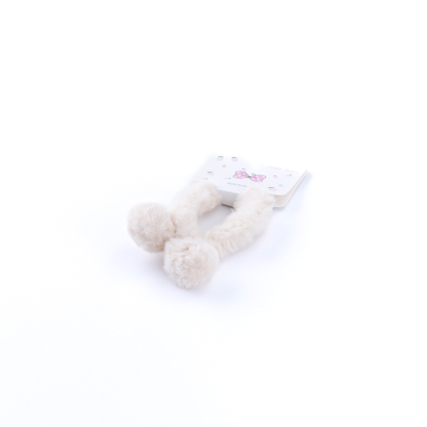 Peluş kurdele saç lastiği, Krem - Bimotif