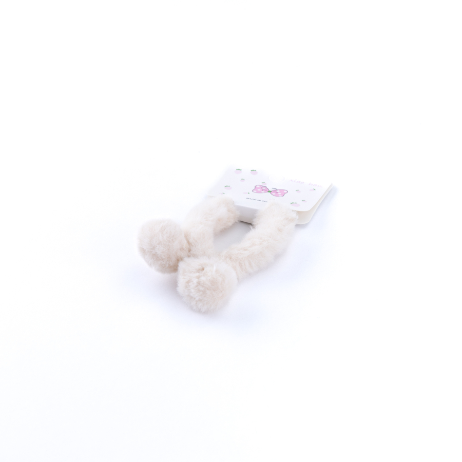 Peluş kurdele saç lastiği, Krem - 1