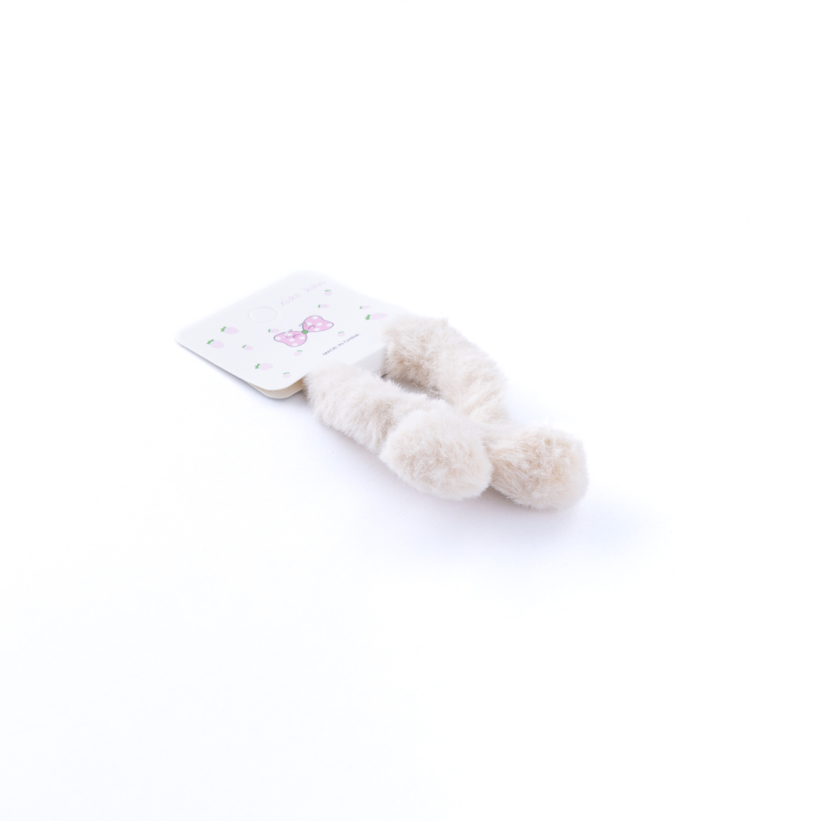 Peluş kurdele saç lastiği, Krem - 2