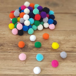 100 adet Peluş ponpon, 2.2 cm (Karışık Renkli) - Bimotif (1)