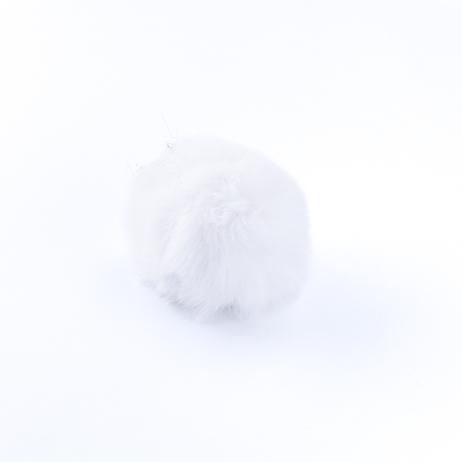 Peluş ponpon anahtarlık, beyaz - 2