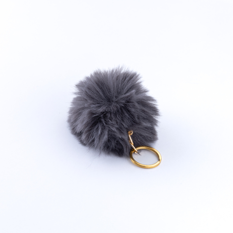 Peluş ponpon anahtarlık, gri - Bimotif