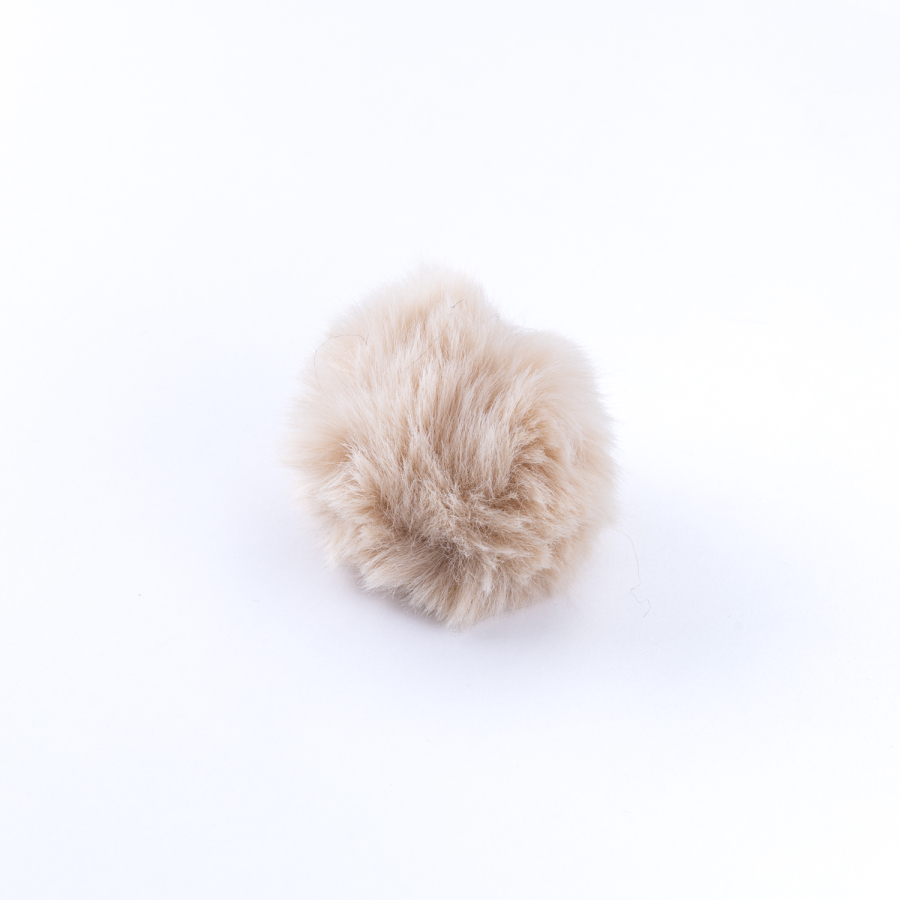 Peluş ponpon anahtarlık, krem - 2