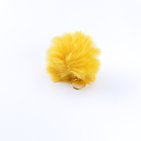 Peluş ponpon anahtarlık, sarı - Bimotif