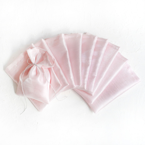 3 adet osmanlı ipeği kına, söz, nişan hediye kesesi, 10x15 cm, Pembe - Bimotif