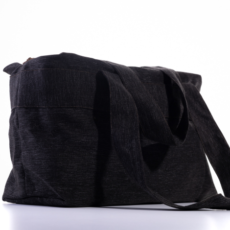 Poly keten kumaştan seyahat çantası, 60x45 cm, siyah - Bimotif
