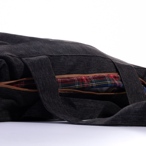 Poly keten kumaştan seyahat çantası, 60x45 cm, siyah - Bimotif (1)