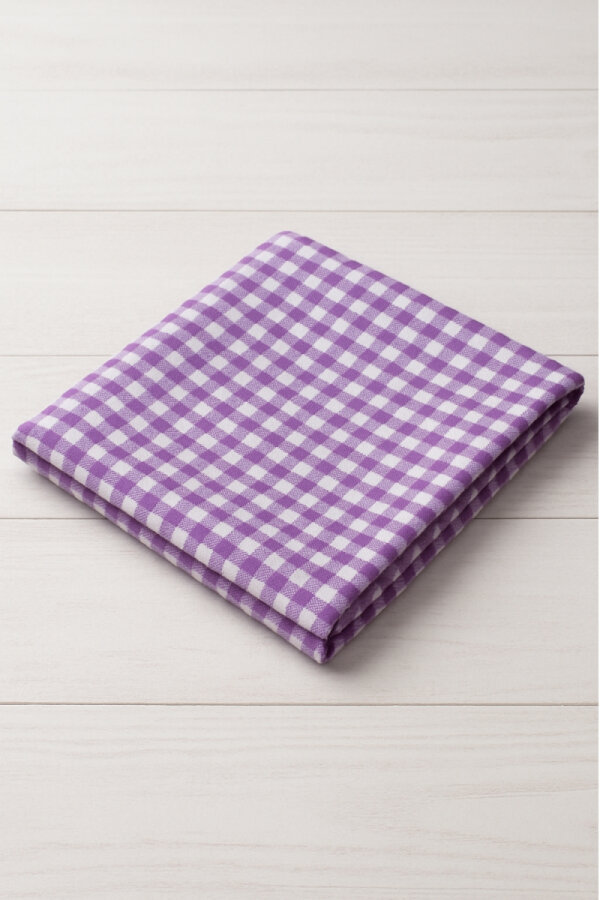 Pötikare mor masa örtüsü, piknik örtüsü, 75x75 cm (Orta boy pamuklu sofra bezi) - 2
