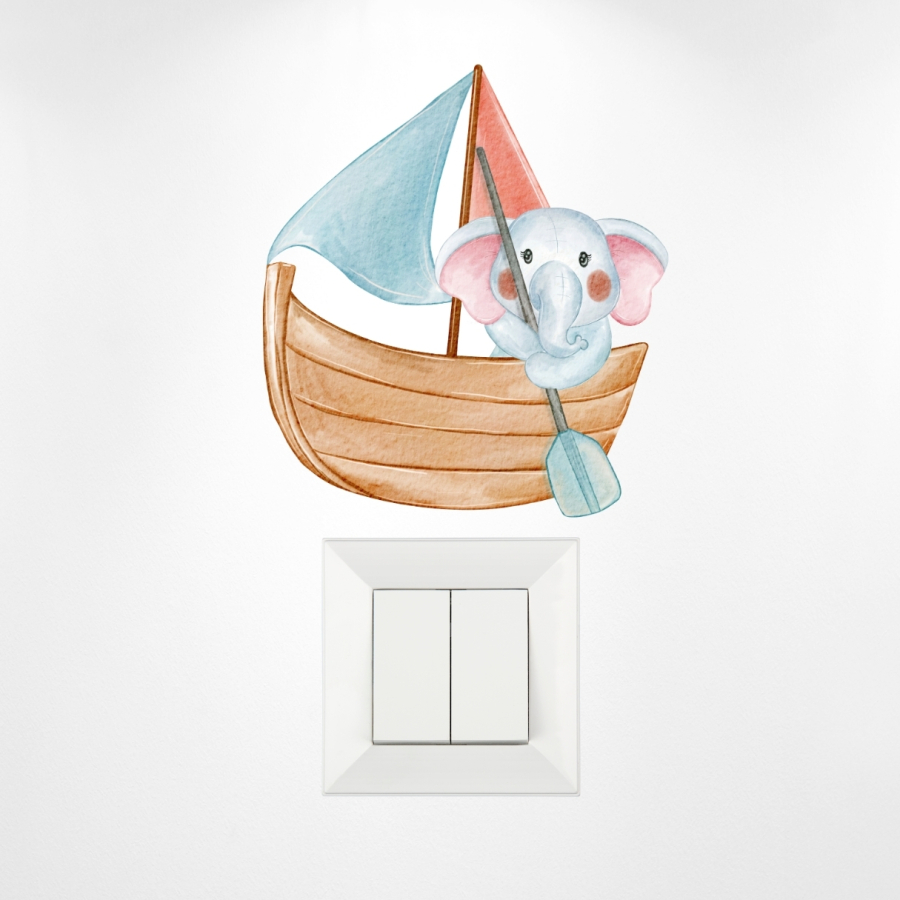 Priz sticker 10x15 cm, Fil ve Gemi - 1
