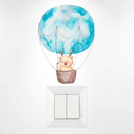 Priz sticker 10x15 cm, Geyik ve Uçan Balon - Bimotif