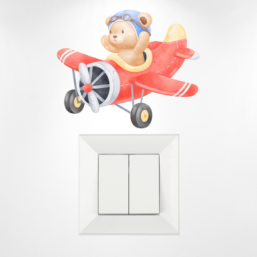 Priz sticker 10x15 cm, Pilot Ayıcık - 1