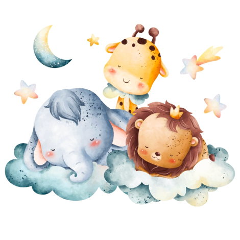 Priz sticker 10x15 cm, Sevimli Hayvanlar ve Bulut - Bimotif (1)