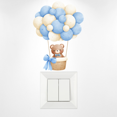 Priz sticker 10x15 cm, Uçan Balonlar ve Ayıcık - Bimotif