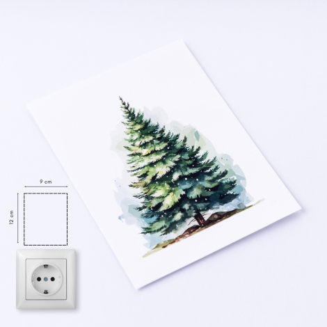 Yılbaşı priz sticker 9x12 cm, Çam ağacı / 5 adet - Bimotif (1)