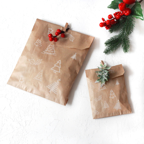 25 kraft paper bags with pine pattern, 11x20 cm - 8
