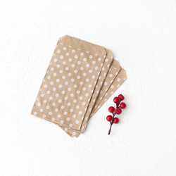 Polka dot patterned 25 paper bags, kraft-white, 11x20 cm - Bimotif