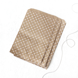 Polka dot patterned 25 paper bags, kraft-white, 18x30 cm - Bimotif