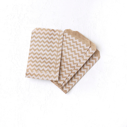 Zigzag patterned 25 paper bags, kraft-white, 11x20 cm - Bimotif