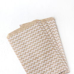 Zigzag patterned 25 paper bags, kraft-white, 18x30 cm - Bimotif