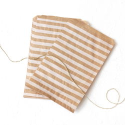 50 paper bags with line pattern, kraft-white, 18x30 cm - Bimotif