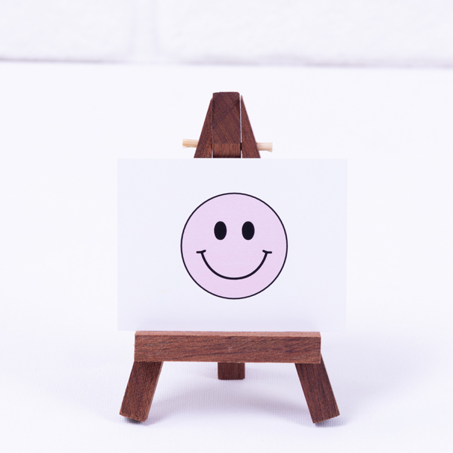 Smiley face themed note card, lilac 6.5 x 8.5 cm, 50 pieces - 1