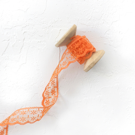 Orange 2 cm lace ribbon, 5 meters - 2
