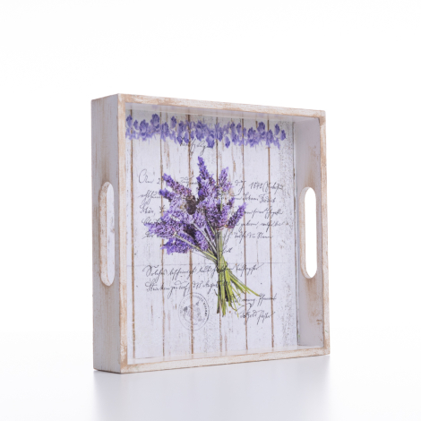 Decorative decorative tray, 20x4x20 cm, Beige Lavender - Bimotif