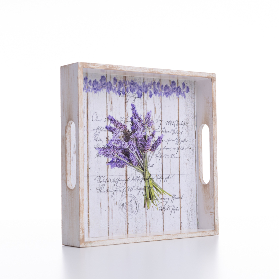 Decorative decorative tray, 20x4x20 cm, Beige Lavender - 1