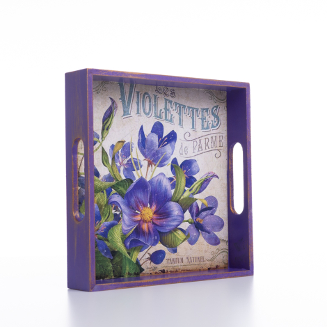 Decorative ornamental tray, 20x4x20 cm, Purple Flower - Bimotif