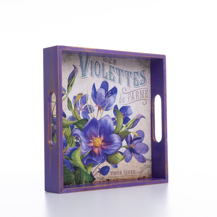 Decorative ornamental tray, 20x4x20 cm, Purple Flower - 1