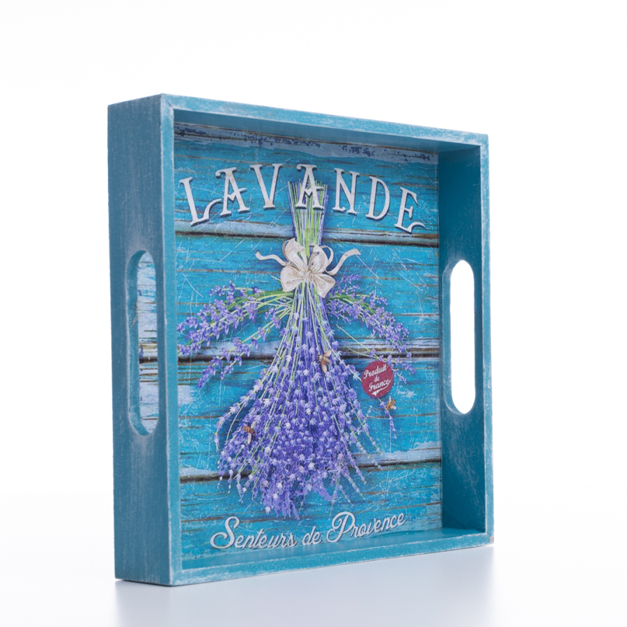 Decorative decorative tray, 20x4x20 cm, Blue Lavender - 1