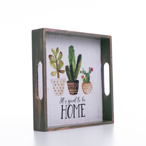 Decorative ornamental tray, 20x4x20 cm, Cactus - Bimotif