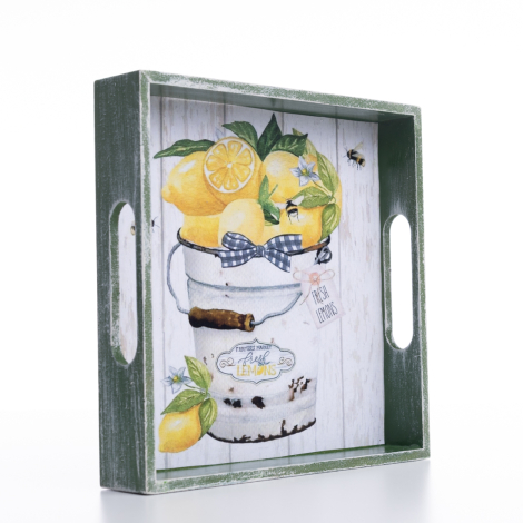 Decorative ornamental tray, 20x4x20 cm, Lemon - Bimotif