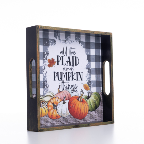 Decorative ornamental tray, 20x4x20 cm, Colorful Pumpkins - Bimotif