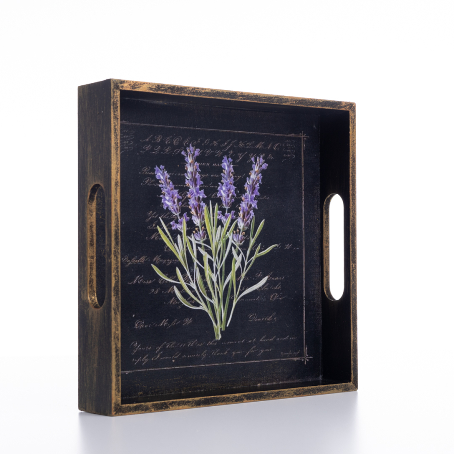 Decorative decorative tray, 20x4x20 cm, Black Lavender - 1
