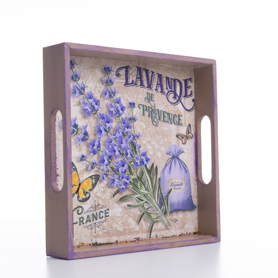 Decorative decorative tray, 20x4x20 cm, Lavender and Bag - 1