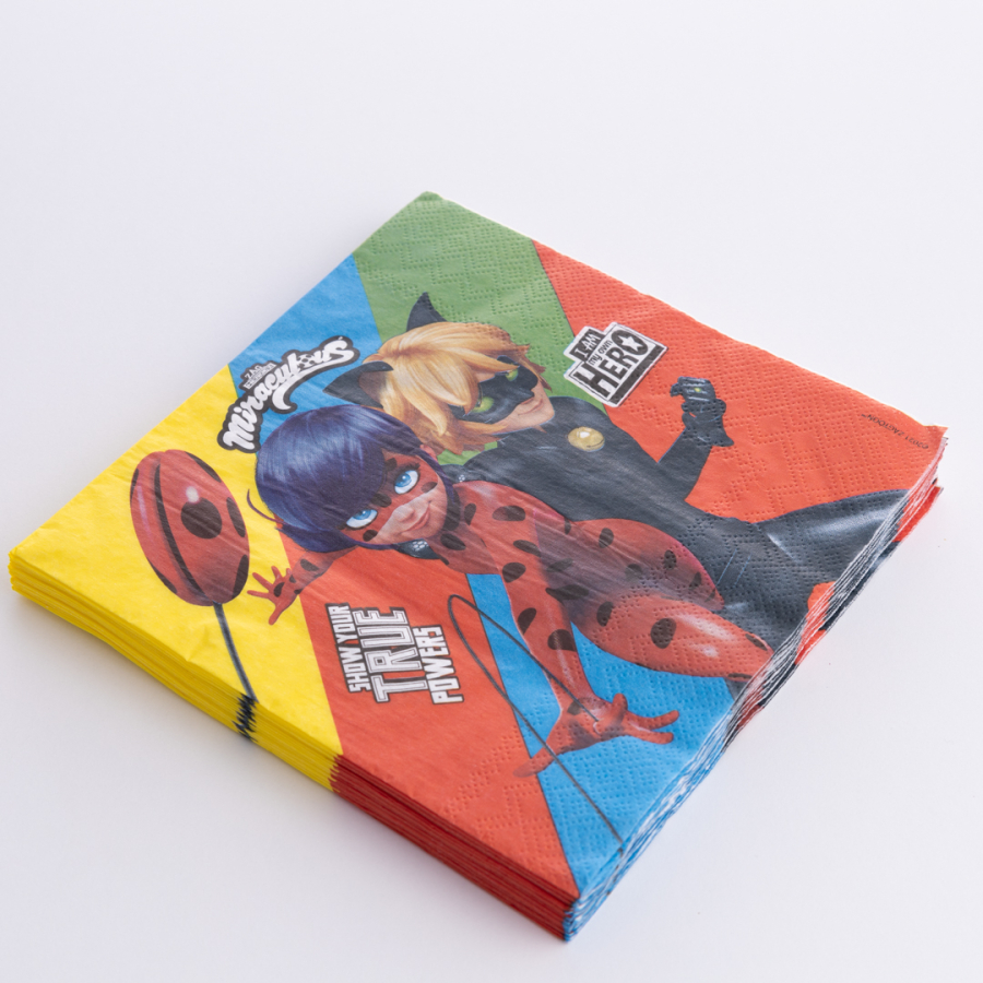 Miraculous themed napkin, 33x33 cm / 8 pieces - 1