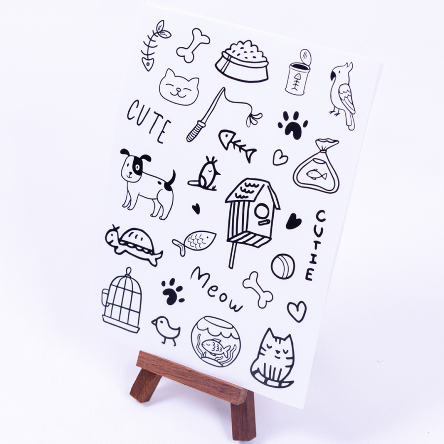 Animal themed doddle stickers, A5 size, 2 sheets - 1