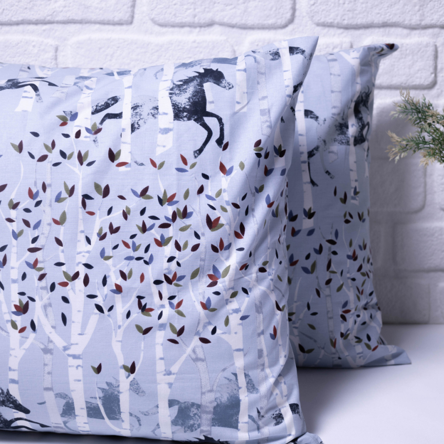 2 patterned pillowcases, 50x70 cm, indigo - 1