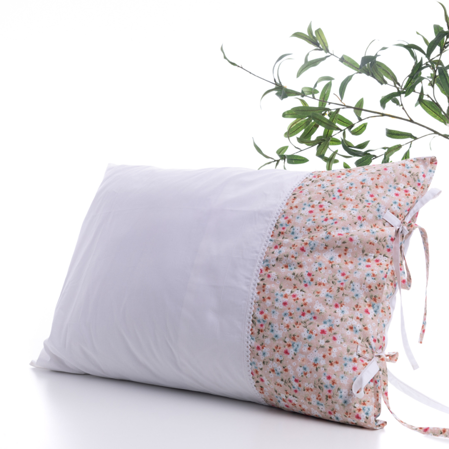 Floral patterned pillowcase, 50x70 cm, Powder - 1
