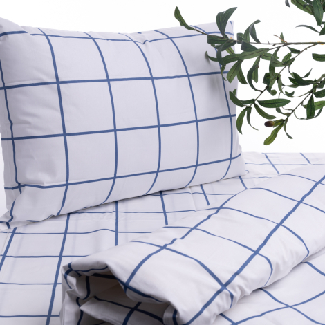 Cotton 3-piece duvet cover set, 160x220 cm (1 pillowcase, 1 duvet cover, 1 sheet) / Gray - Bimotif